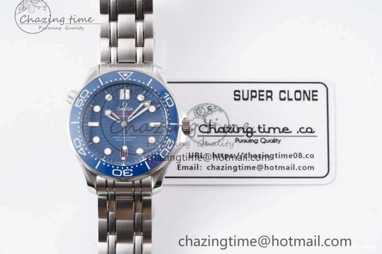 0210 Seamaster Diver 300M SS Blue Ceramic Bezel JVSF 1:1 Best Edition Blue Dial on SS Bracelet A SportInspired 7792